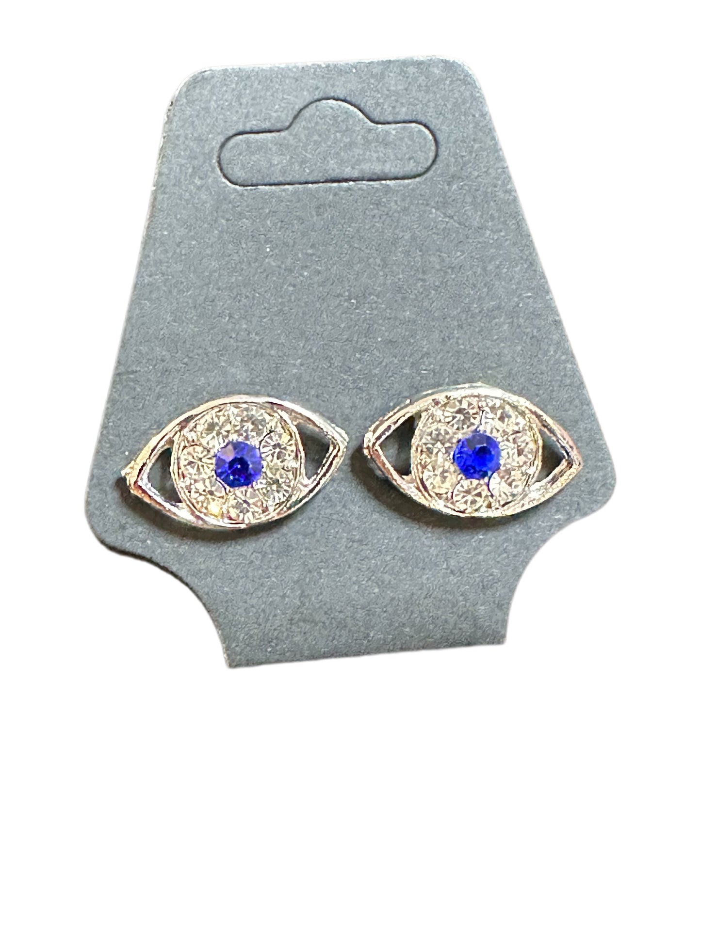 Rhinestone Blue Evil Eye Studs