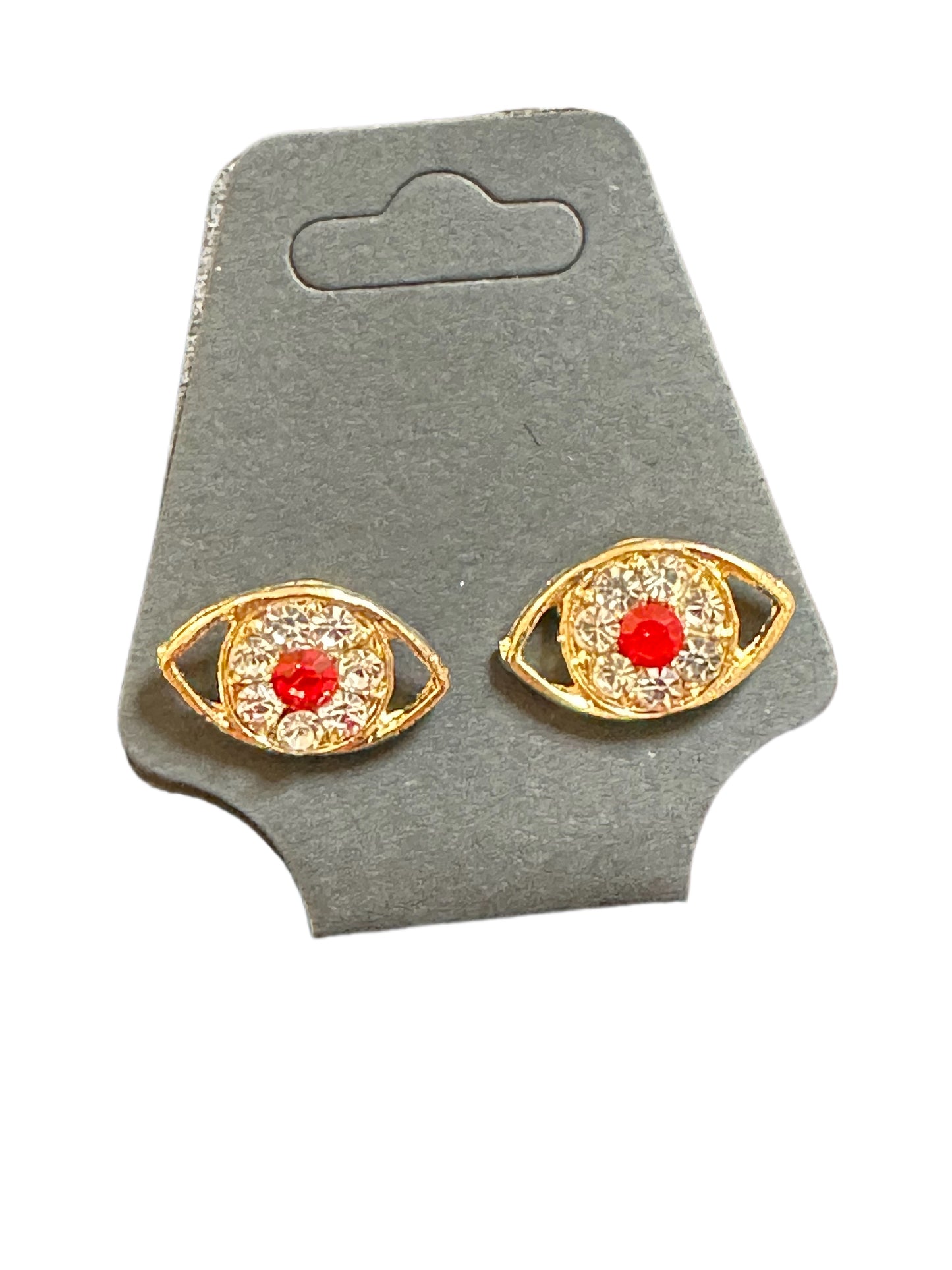 Rhinestone Red Evil Eye Studs