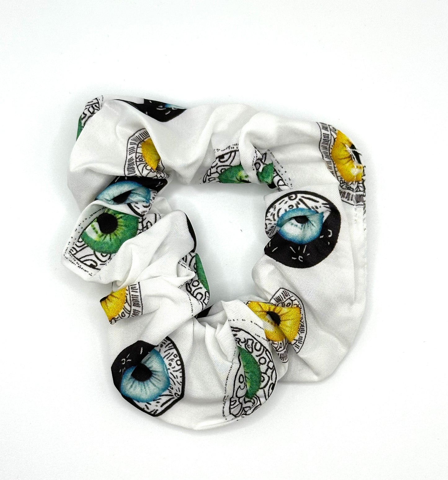 White Evil eye Scrunchie