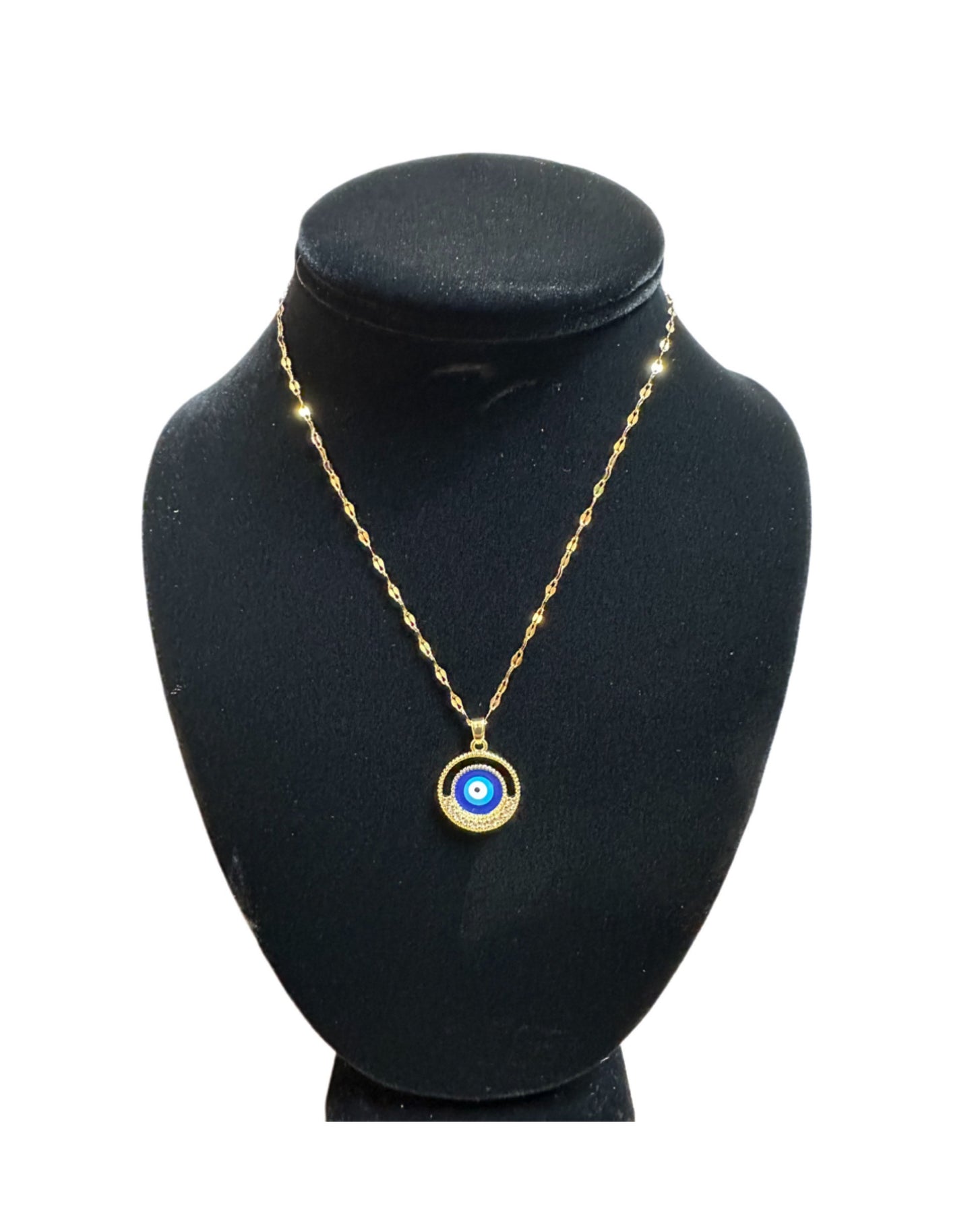 Circle Evil Eye Blue Necklace