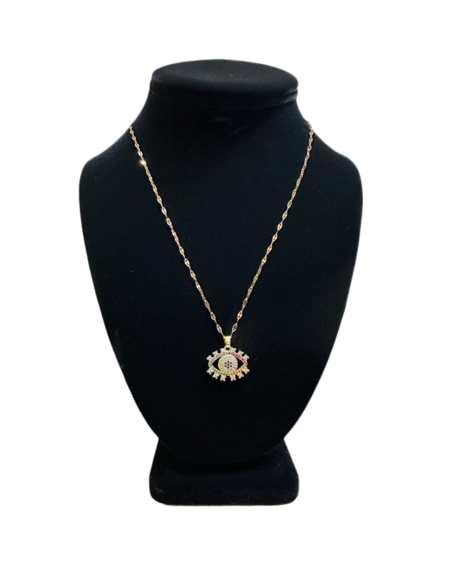 Multi Color Evil Eye Rhinestone Pendant Necklace