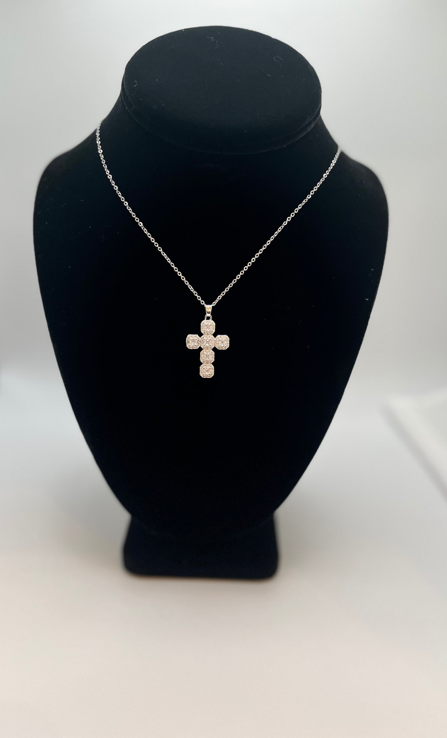 Chunky Rhinestone Cross Necklace