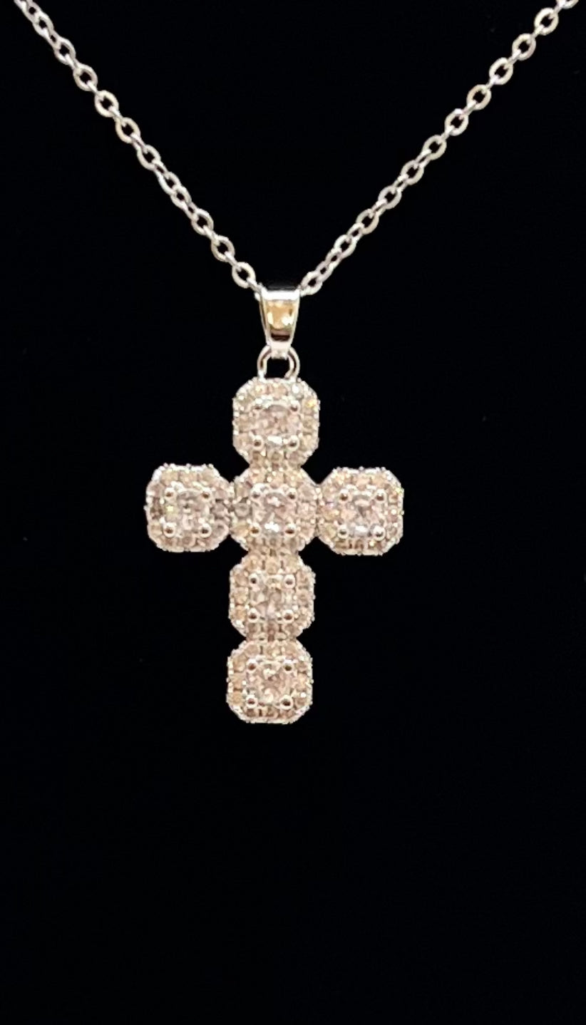 Chunky Rhinestone Cross Necklace