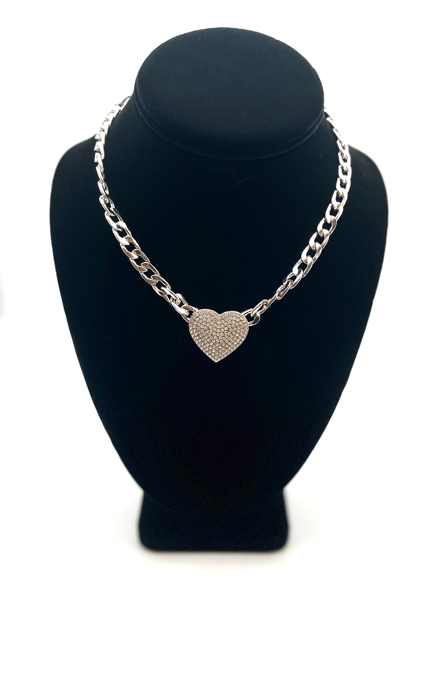 Rhinestone Heart chunky Necklace