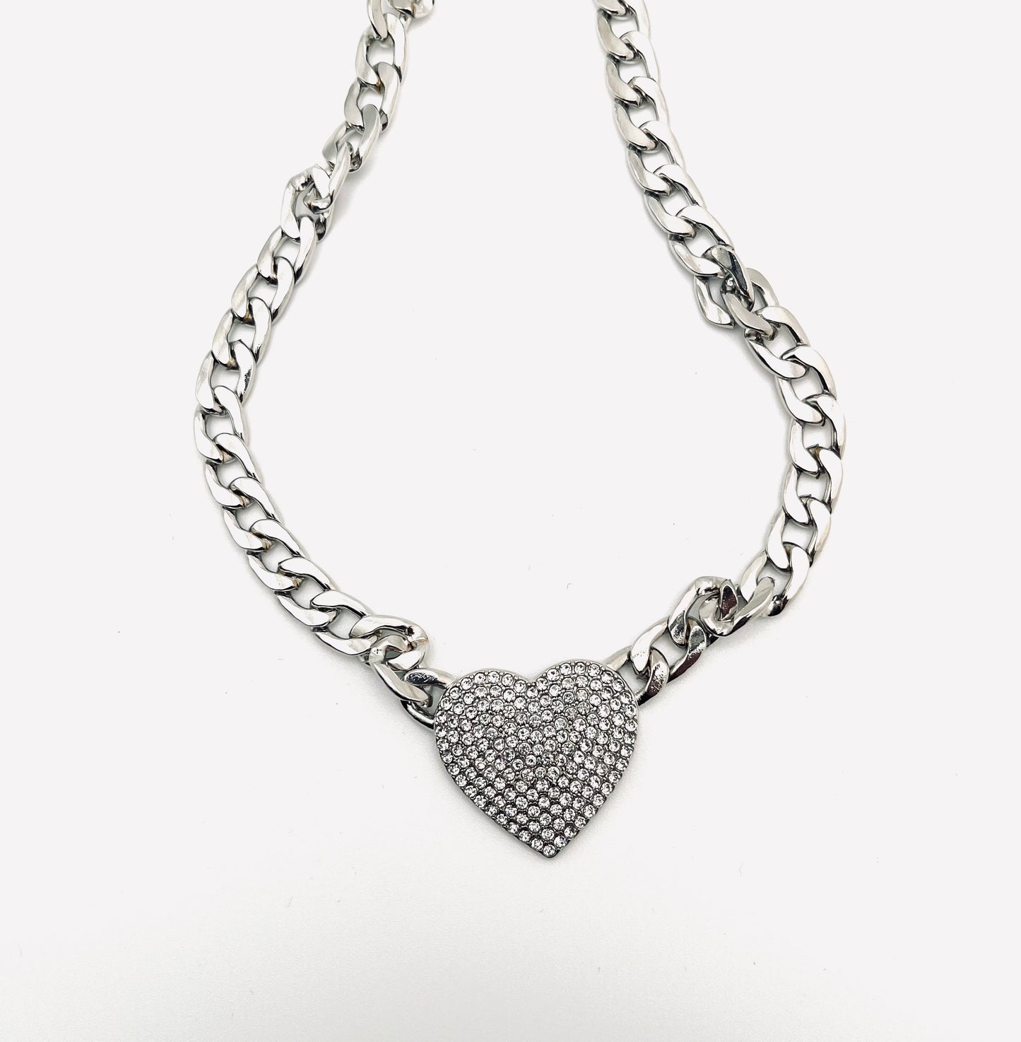 Rhinestone Heart chunky Necklace