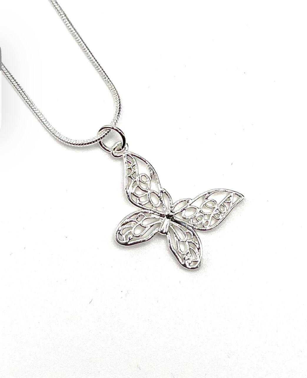 Silver Butterfly Pendant Necklace