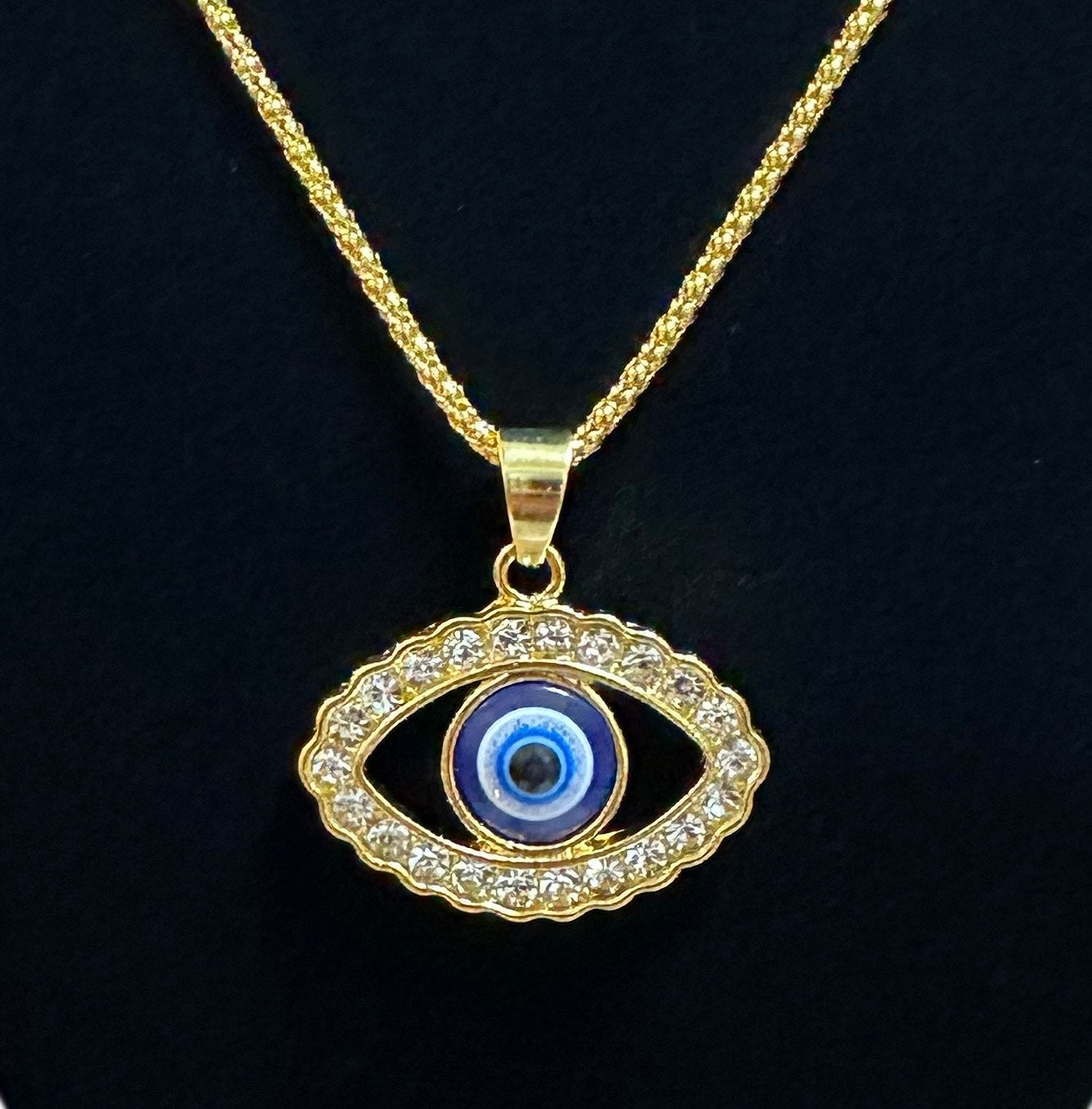Rhinestone Evil Eye Pendant Necklace