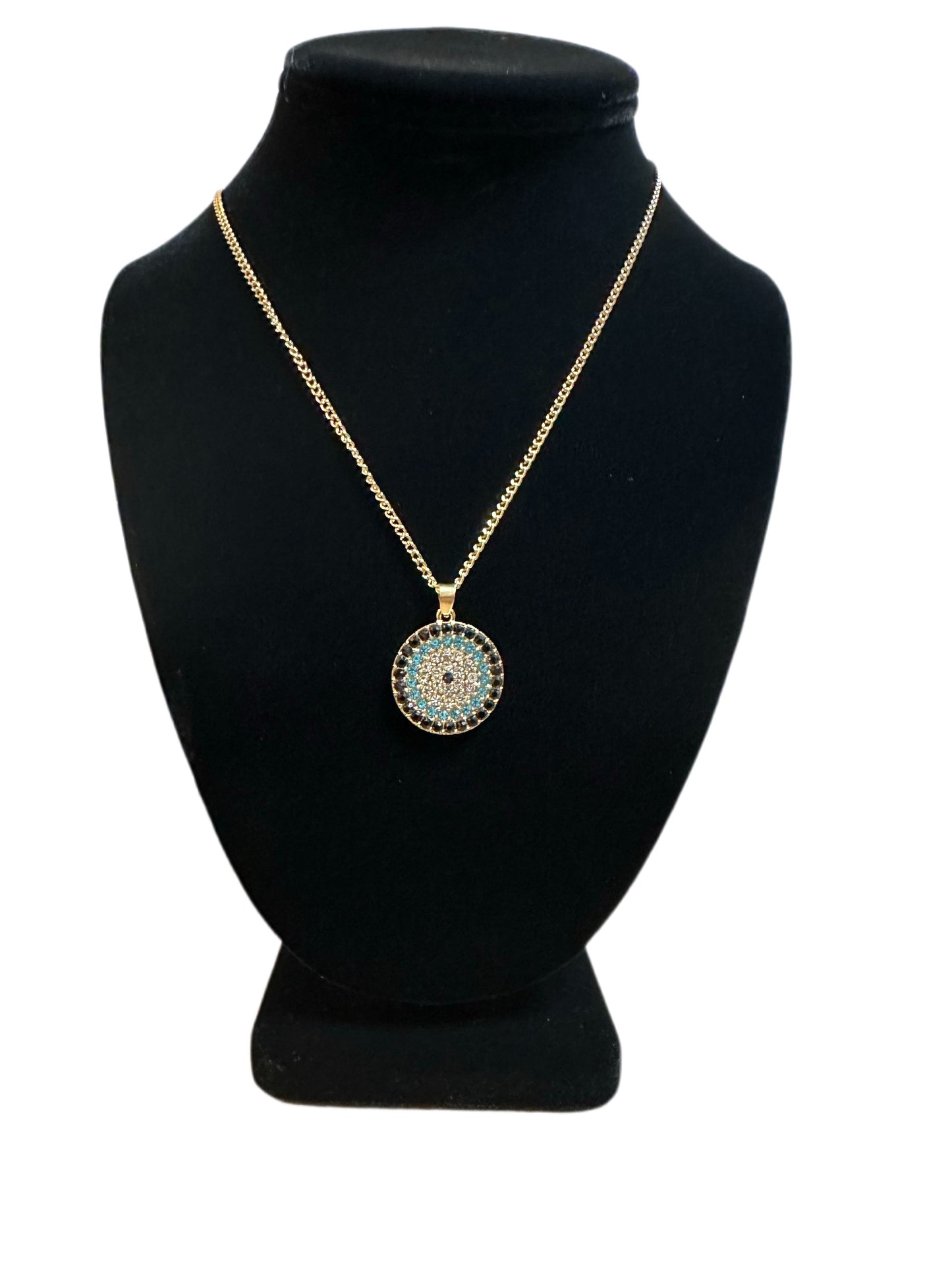 Rhinestone multi color Evil Eye Necklace