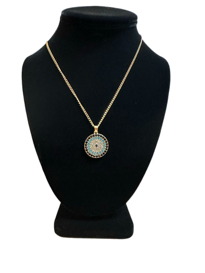 Rhinestone multi color Evil Eye Necklace