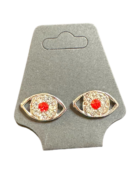 Rhinestone Red Evil Eye Studs
