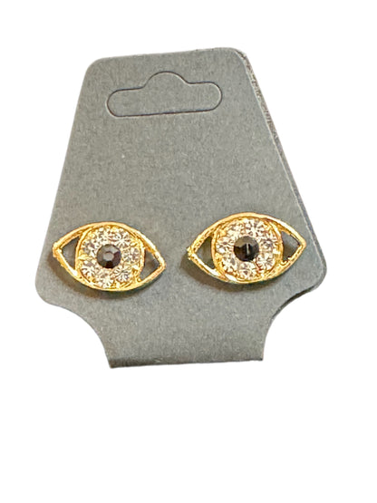 Rhinestone Black Evil Eye studs