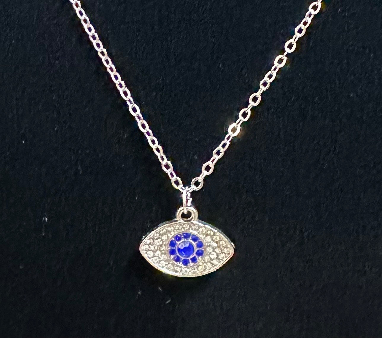 Rhinestone Blue Evil Eye Necklace