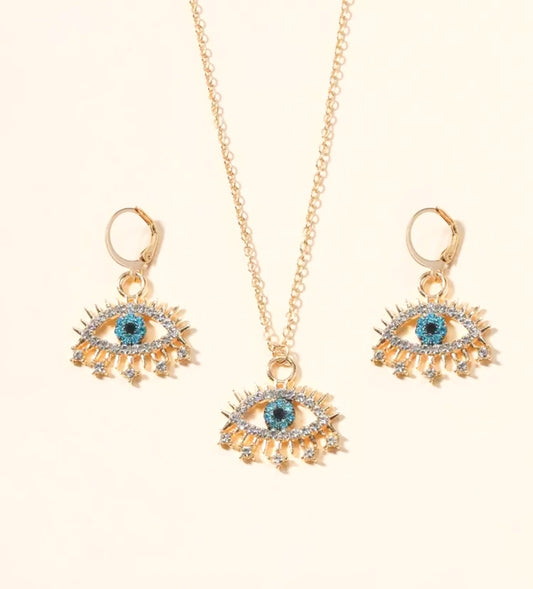 Evil Eye Necklace & Earring Set