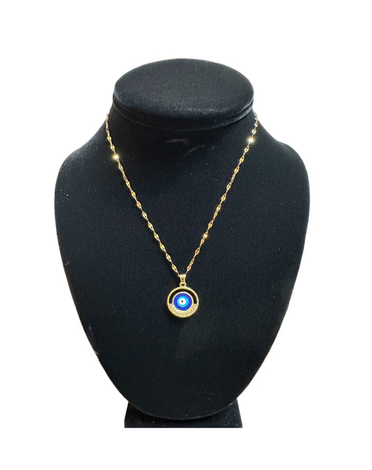 Circle Evil Eye Blue  Necklace