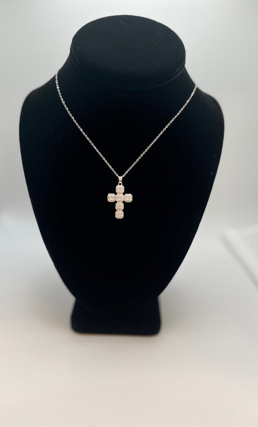 Chunky Rhinestone Cross Necklace