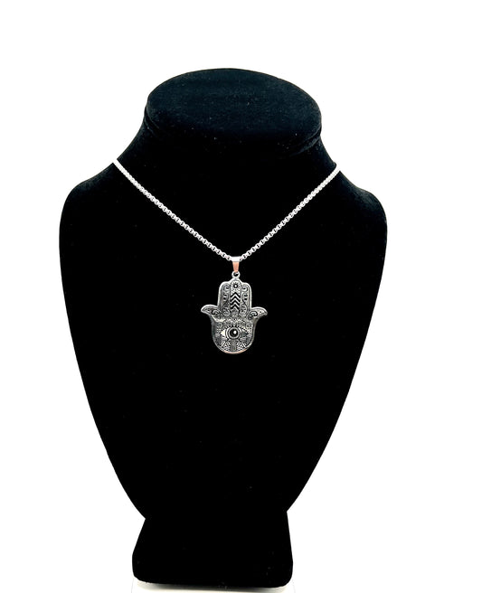 Hand Stainless Steel Pendant and Necklace