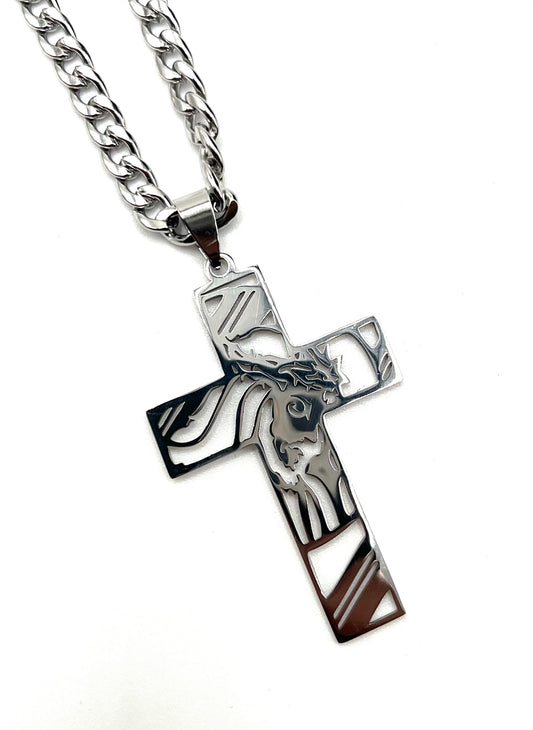 Crown Of Thorns Cross Necklace Stainless Steel