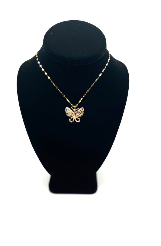 Butterfly Necklace with Rhinestone