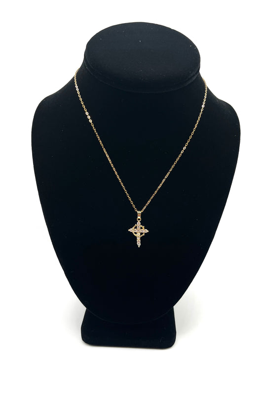 Rotating Crown Pendant Cross Necklace