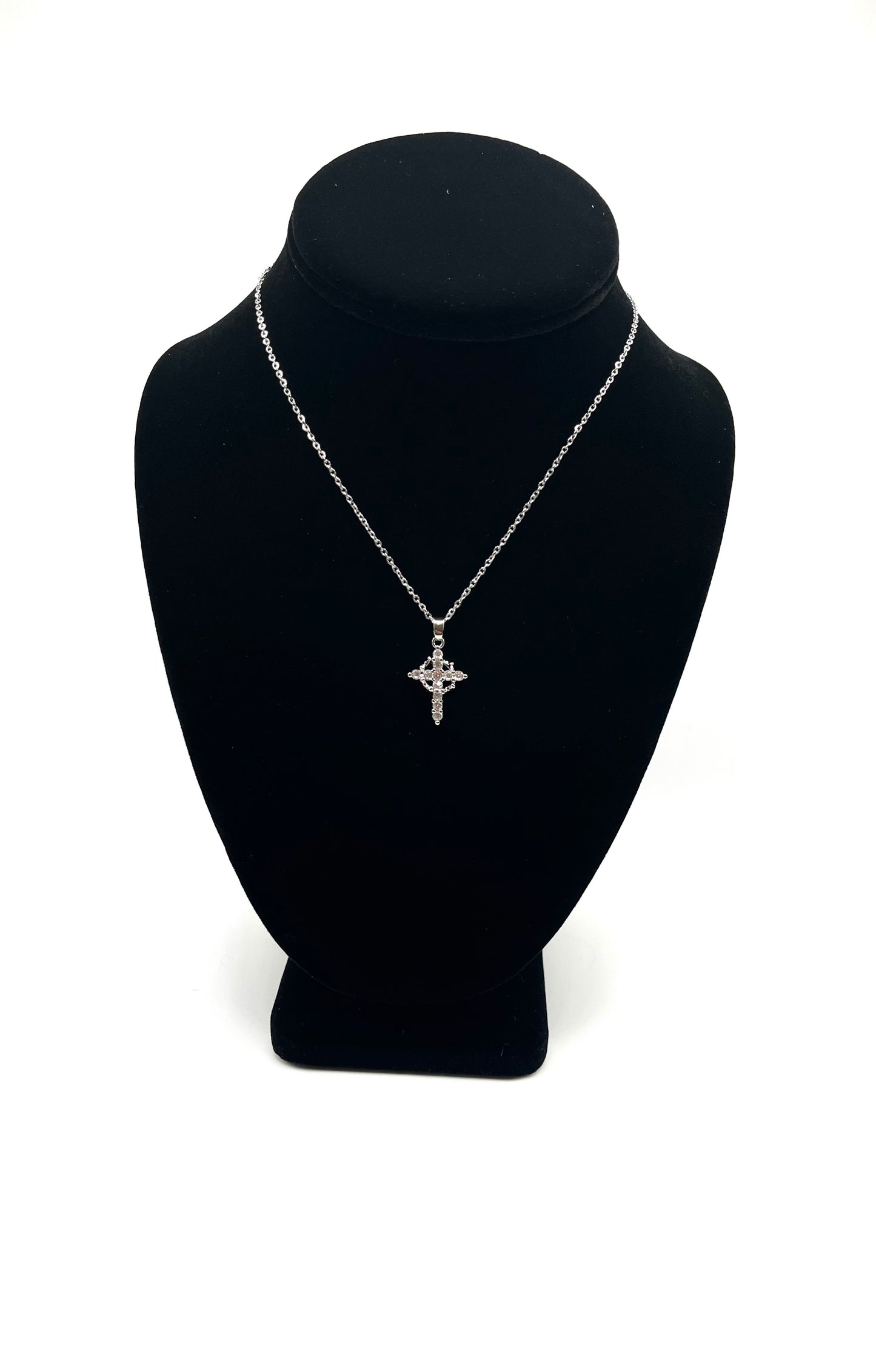 Rotating Crown Pendant Cross Necklace
