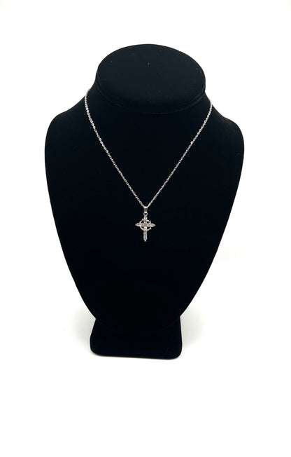 Rotating Crown Pendant Cross Necklace