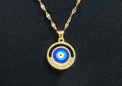 Circle Evil Eye Blue  Necklace