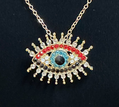 Multicolor Evil Eye Gemstone Necklace