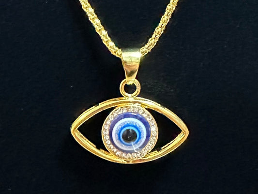 Blue Evil Eye Gemstone Necklace