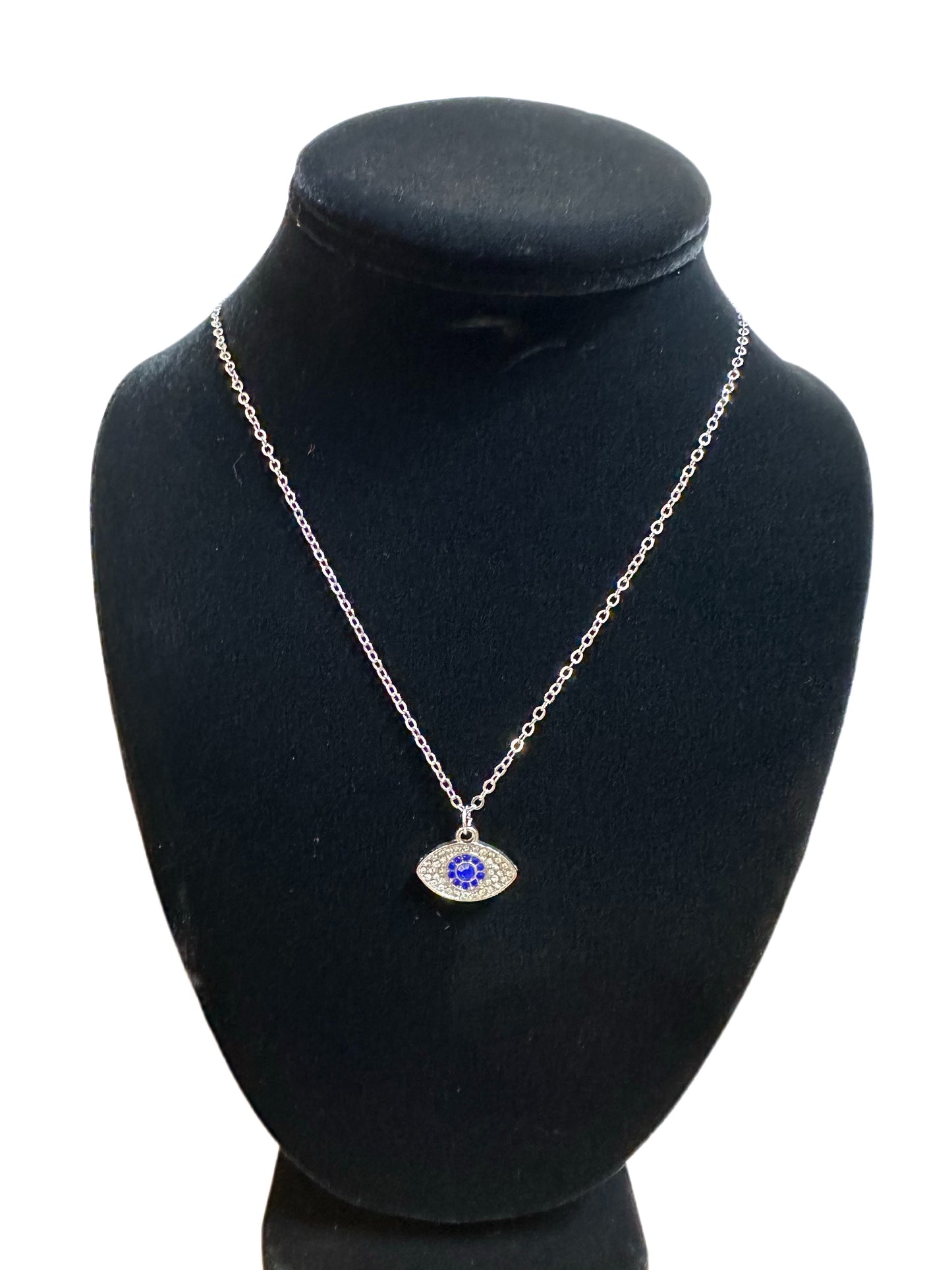 Rhinestone Blue Evil Eye Necklace
